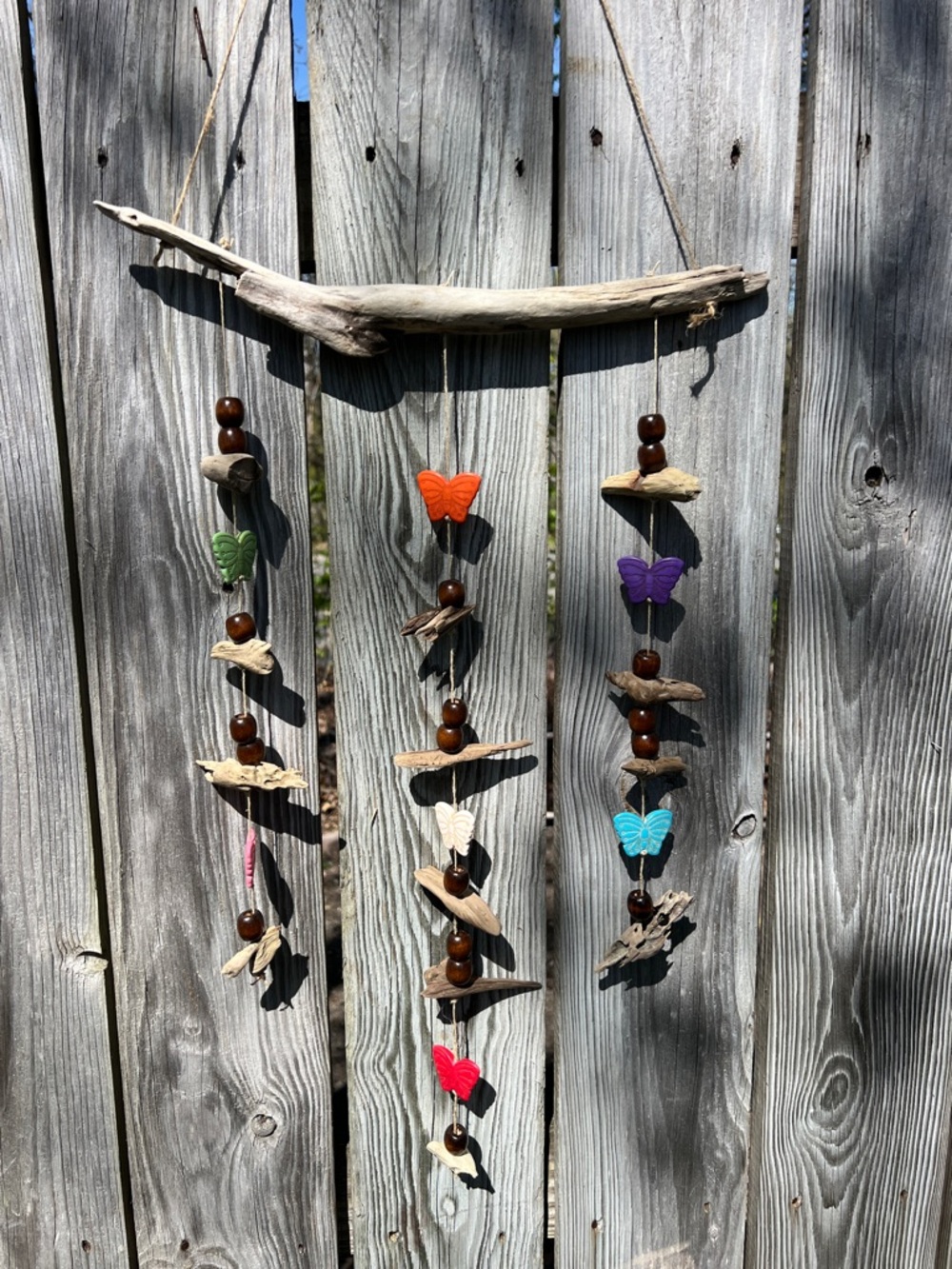 Handmade Driftwood Butterfly Wind Chime - Multicolor - Picture 2 of 11